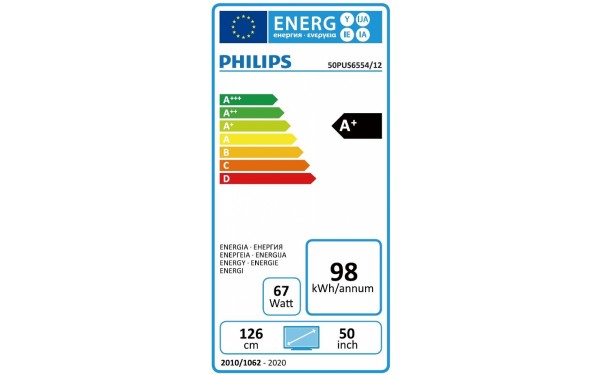 PHILIPS 55PUS6554 - &Eacute;tiquette &eacute;nergie