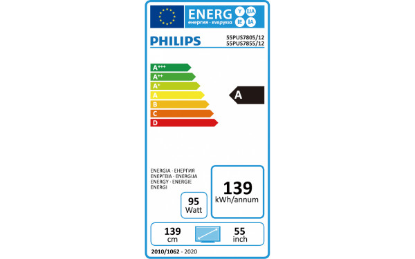 PHILIPS 55PUS7855 - &Eacute;tiquette &eacute;nergie