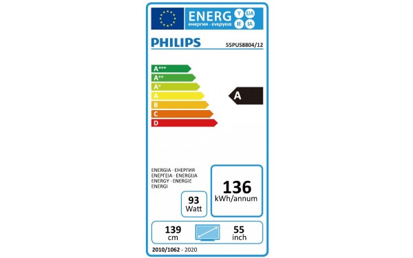 PHILIPS 55PUS8804 - &Eacute;tiquette &eacute;nergie