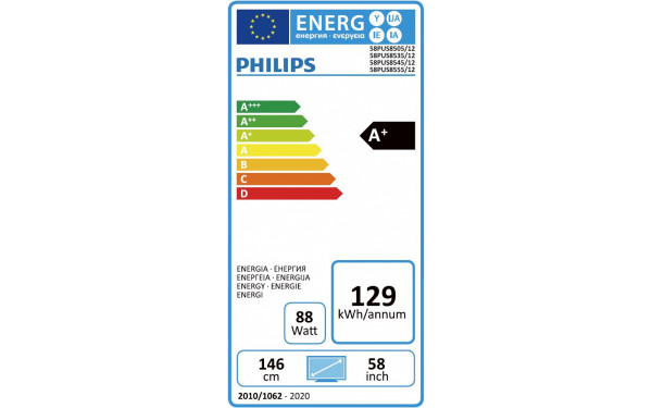 PHILIPS 58PUS8535 - &Eacute;tiquette &eacute;nergie