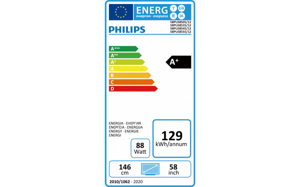 PHILIPS 58PUS8545 - &Eacute;tiquette &eacute;nergie