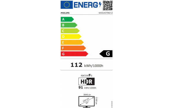 PHILIPS 65OLED708 - &Eacute;tiquette &eacute;nergie v2