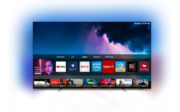 PHILIPS 65OLED754 - Vue de face avec interface Saphi