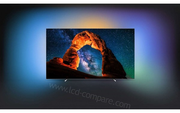 PHILIPS 65OLED803 - Vue de face en stituation avec Ambilight