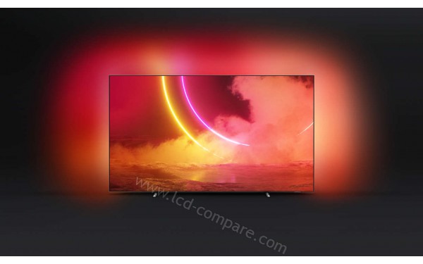 PHILIPS 65OLED805 - Vue de face Ambilight actif