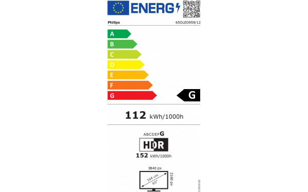 PHILIPS 65OLED959 - &Eacute;tiquette &eacute;nergie v2
