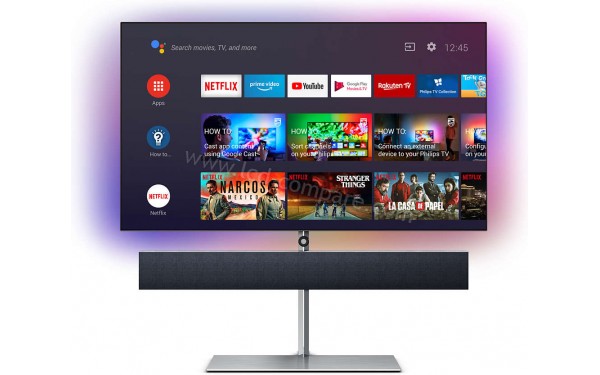 PHILIPS 65OLED984 - Vue de face avec interface Android