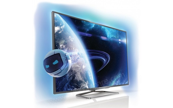 PHILIPS 65PFL9708S - Vue 3/4 gauche avec Ambilight