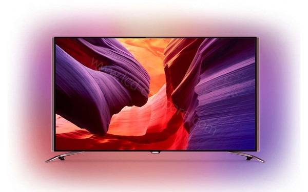 PHILIPS 65PUS8601 - Vue de face avec Ambilight