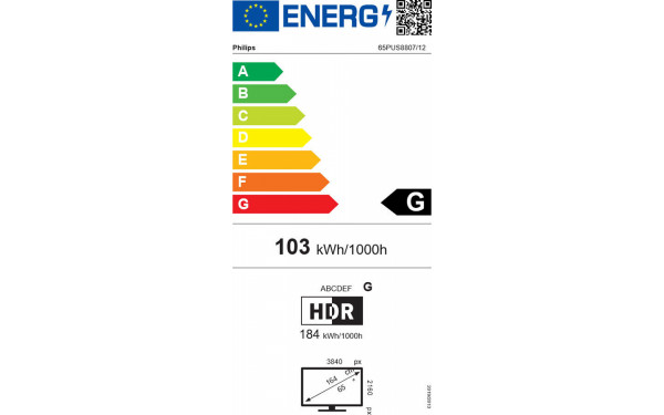 PHILIPS 65PUS8807 - &Eacute;tiquette &eacute;nergie v2