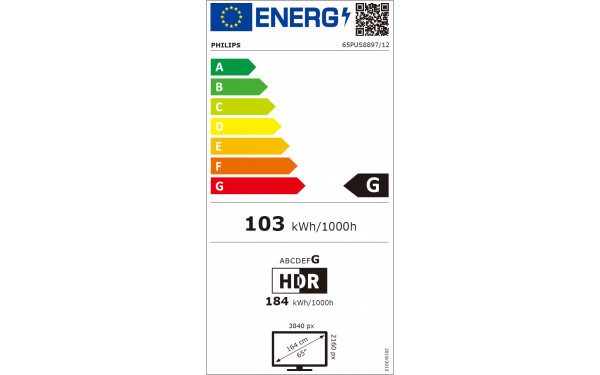 PHILIPS 65PUS8897 - &Eacute;tiquette &eacute;nergie v2