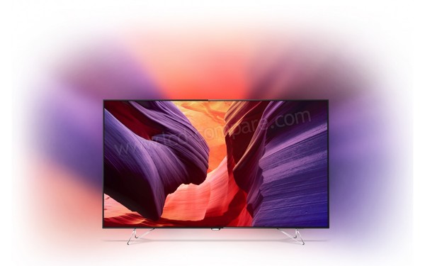 PHILIPS 65PUS8901 - Vue de face avec Ambilight-Projection