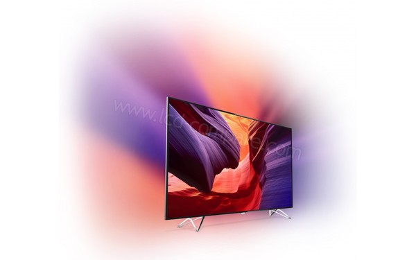 PHILIPS 65PUS8901 - Vue 3/4 gauche avec Ambilight-Projection