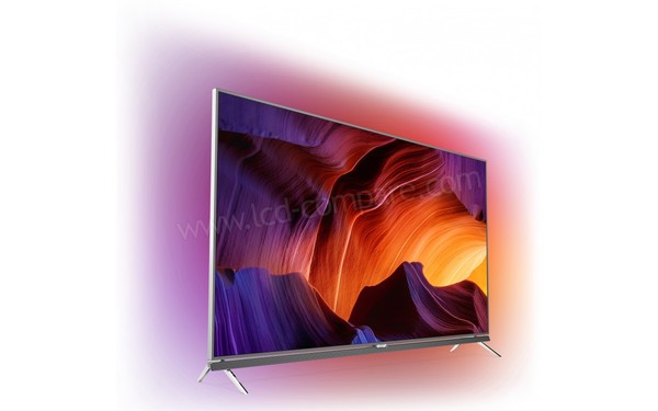 PHILIPS 65PUS9600 - Vue 3/4 gauche avec Ambilight