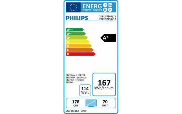 PHILIPS 70PUS7855 - &Eacute;tiquette &eacute;nergie
