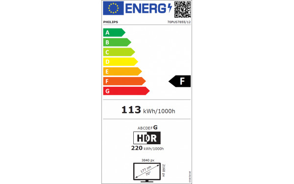PHILIPS 70PUS7855 - &Eacute;tiquette &eacute;nergie v2