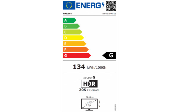 PHILIPS 70PUS7906 - &Eacute;tiquette &eacute;nergie v2