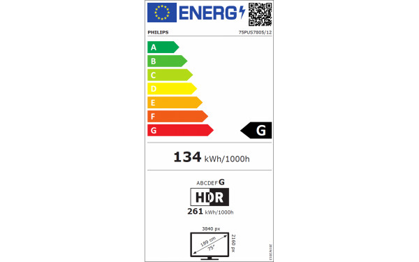 PHILIPS 75PUS7805 - &Eacute;tiquette &eacute;nergie v2