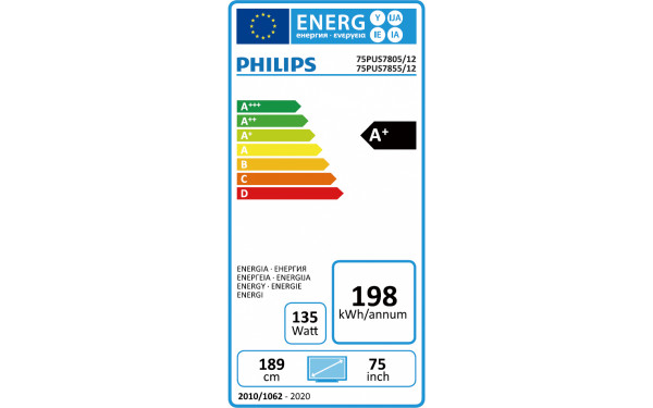 PHILIPS 75PUS7855 - &Eacute;tiquette &eacute;nergie