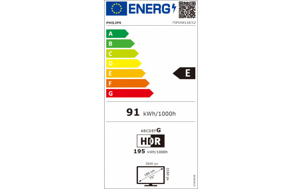 PHILIPS 75PUS8118 - &Eacute;tiquette &eacute;nergie v2