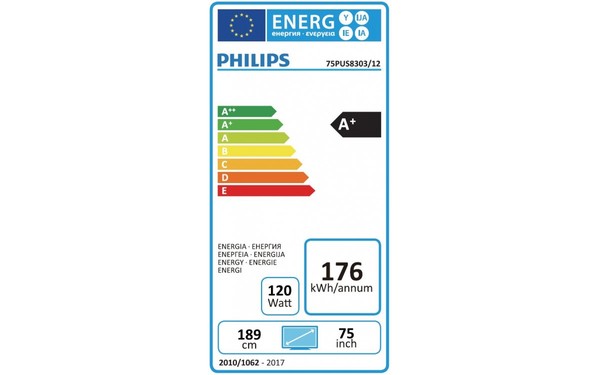 PHILIPS 75PUS8303 - &Eacute;tiquette &eacute;nergie