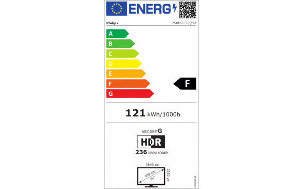 PHILIPS 75PUS8505 - &Eacute;tiquette &eacute;nergie v2