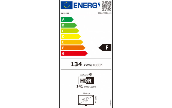 PHILIPS 77OLED820 - &Eacute;tiquette &eacute;nergie v2