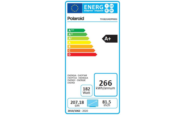 POLAROID 82UHDP - &Eacute;tiquette &eacute;nergie