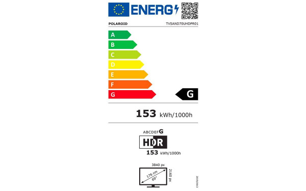 POLAROID TVSAND70UHD - &Eacute;tiquette &eacute;nergie v2