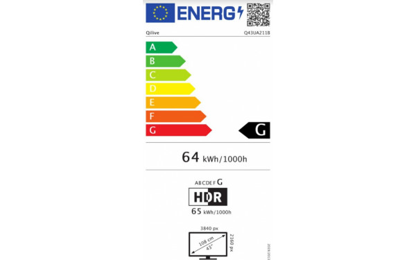 QILIVE Q43UA211B - &Eacute;tiquette &eacute;nergie v2