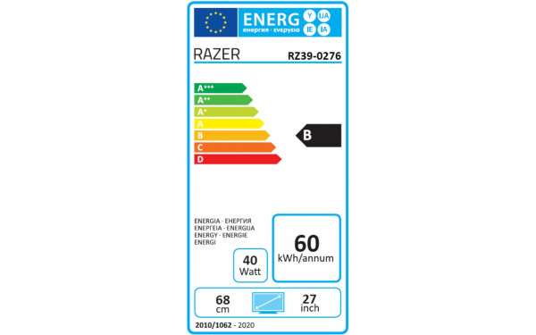 RAZER Raptor 27 144Hz - &Eacute;tiquette &eacute;nergie