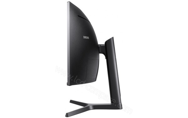 SAMSUNG C43J890DKU - Vue de profil avec &eacute;cran r&eacute;gl&eacute; en hauteur