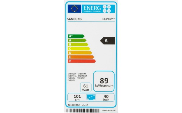 SAMSUNG UE40F6510 - &Eacute;tiquette &eacute;nergie
