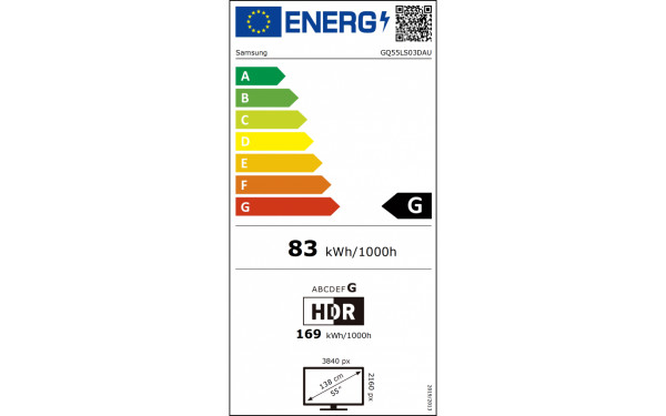 SAMSUNG The Frame GQ55LS03DAUXZG - &Eacute;tiquette &eacute;nergie v2