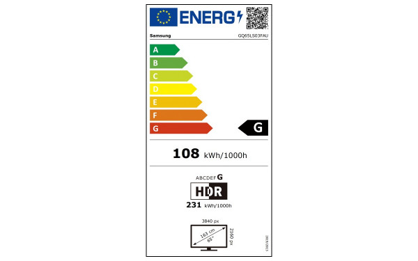 SAMSUNG The Frame GQ65LS03FAUXZG - &Eacute;tiquette &eacute;nergie v2