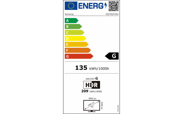 SAMSUNG GQ75Q7F2AUXZG - &Eacute;tiquette &eacute;nergie v2