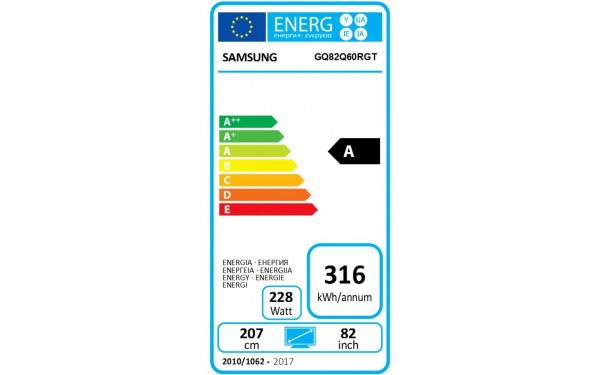 SAMSUNG GQ82Q60RGTXZG - &Eacute;tiquette &eacute;nergie