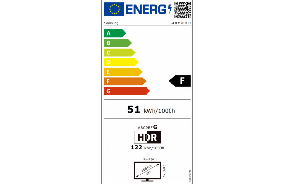 SAMSUNG LS43FM702UUXXU - &Eacute;tiquette &eacute;nergie v2