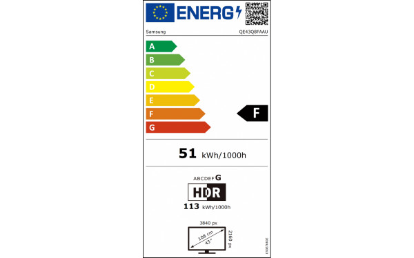 SAMSUNG QE43Q8FAAUXZT - &Eacute;tiquette &eacute;nergie v2
