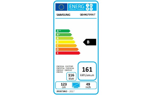 SAMSUNG QE49Q70R - &Eacute;tiquette &eacute;nergie