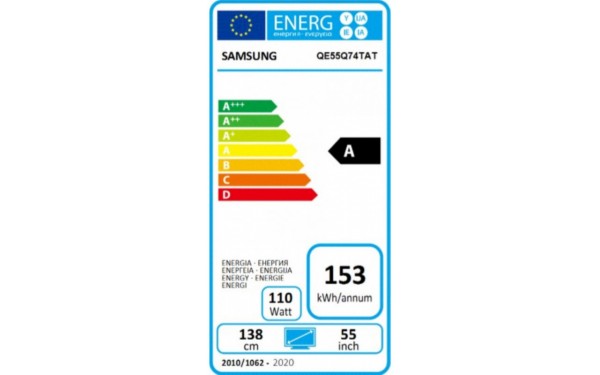 SAMSUNG QE55Q74T - &Eacute;tiquette &eacute;nergie