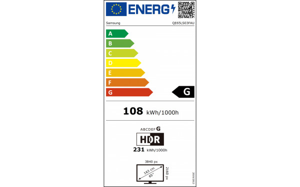 SAMSUNG The Frame QE65LS03FAUXXH - &Eacute;tiquette &eacute;nergie v2