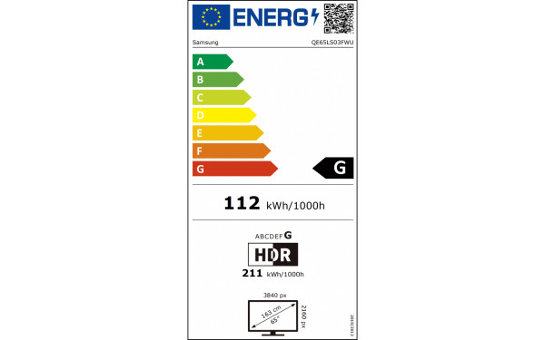SAMSUNG The Fame Pro QE65LS03FWUXXH - &Eacute;tiquette &eacute;nergie v2