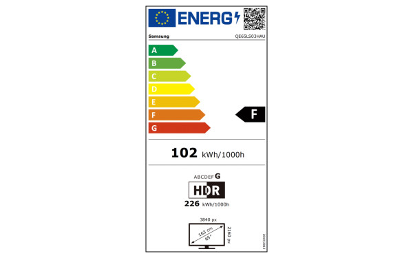 SAMSUNG The Frame QE65LS03HAUXXH - &Eacute;tiquette &eacute;nergie v2