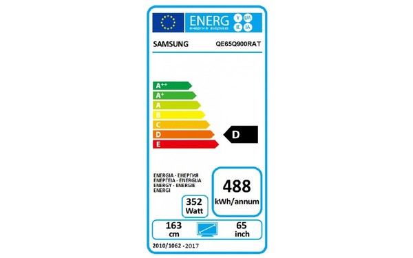 SAMSUNG QE65Q900RATXZT 2018 - &Eacute;tiquette &eacute;nergie