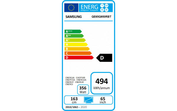 SAMSUNG QE65Q950RBTXZT - &Eacute;tiquette &eacute;nergie