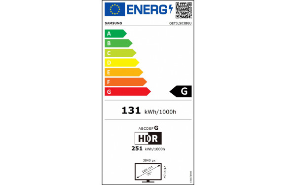 SAMSUNG The Frame QE75LS03BGUXZT - &Eacute;tiquette &eacute;nergie v2