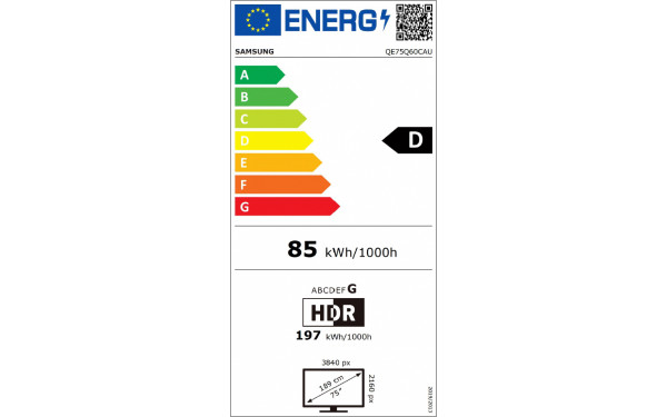 SAMSUNG QE75Q60CAUXXN - &Eacute;tiquette &eacute;nergie v2