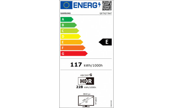 SAMSUNG QE75Q77BATXXN - &Eacute;tiquette &eacute;nergie v2