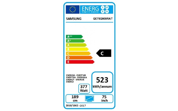 SAMSUNG QE75Q900R 2018 - &Eacute;tiquette &eacute;nergie